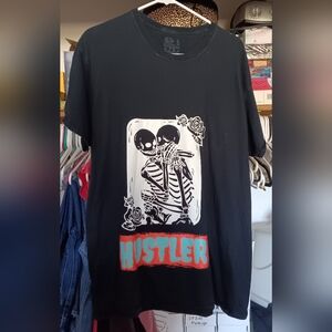 Fruit of the loom men's tee shirt skeletons hustle black graphic XL